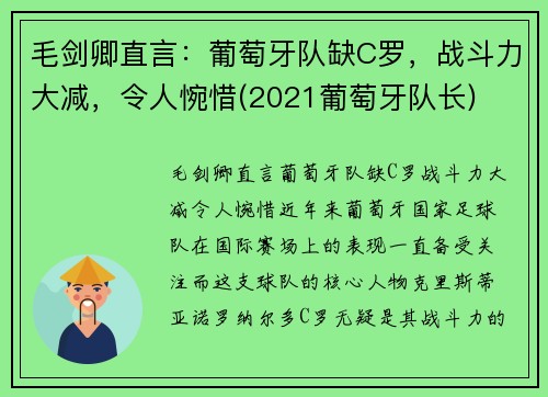 毛剑卿直言：葡萄牙队缺C罗，战斗力大减，令人惋惜(2021葡萄牙队长)